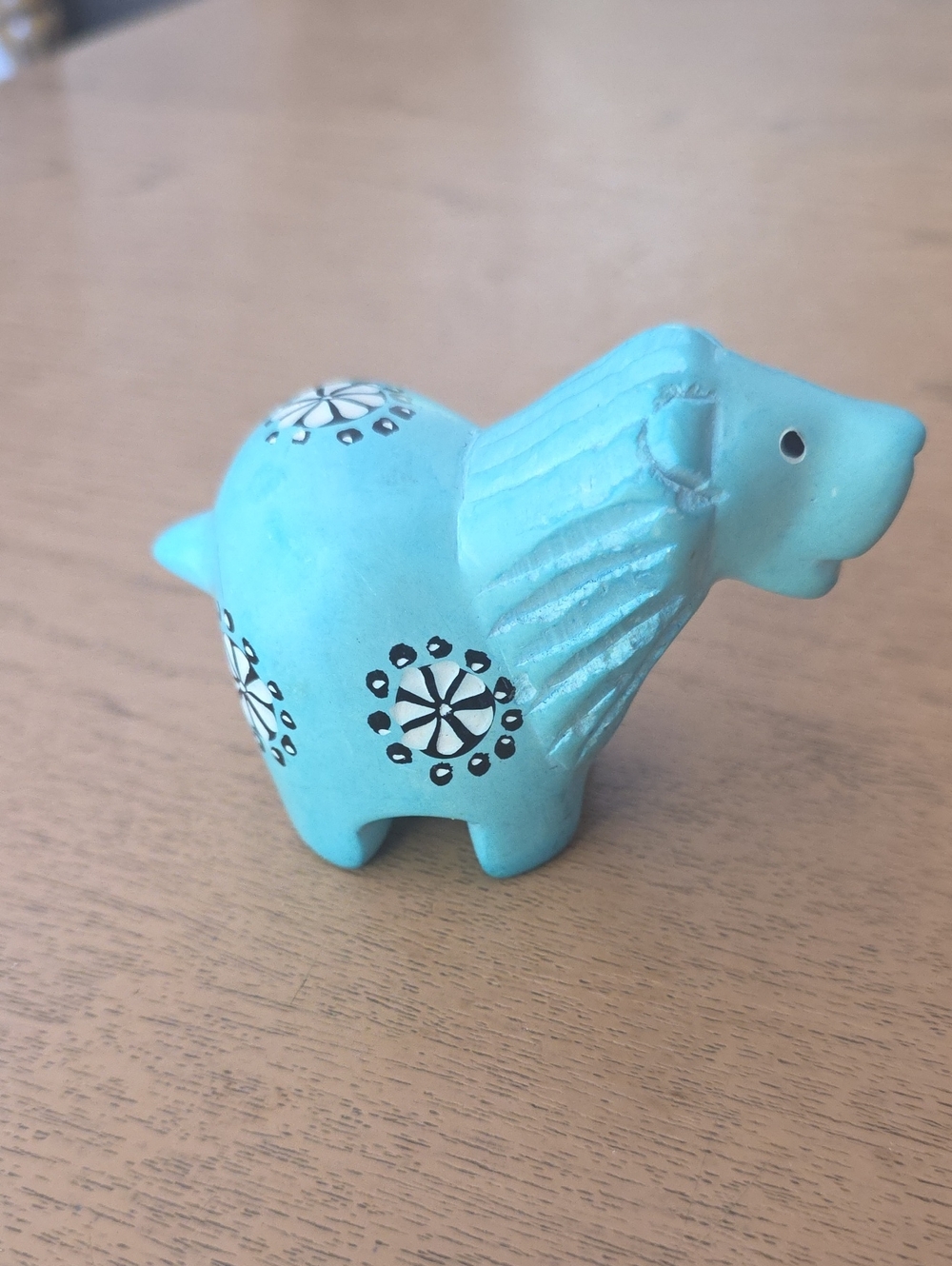 Turquoise Hand-Painted Ceramic Ram Figurine